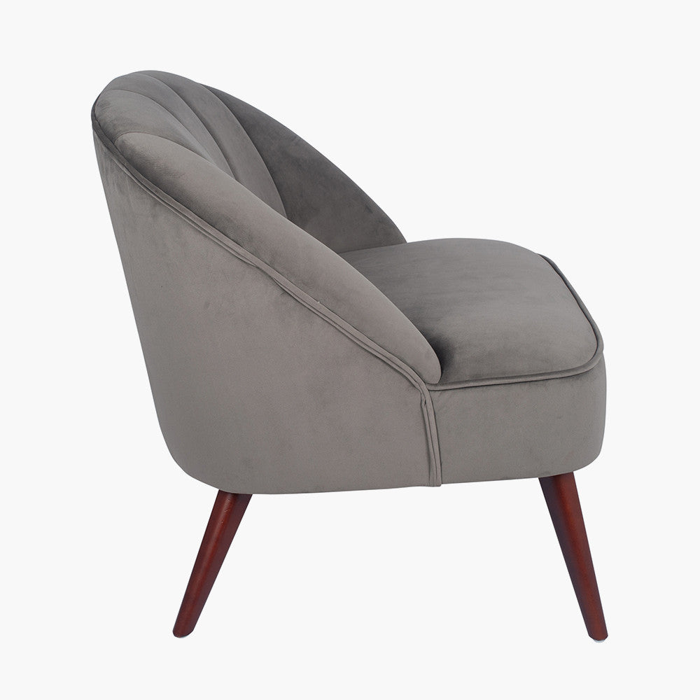 Portofino Dove Grey Velvet Cocktail Chair with Walnut Effect Legs