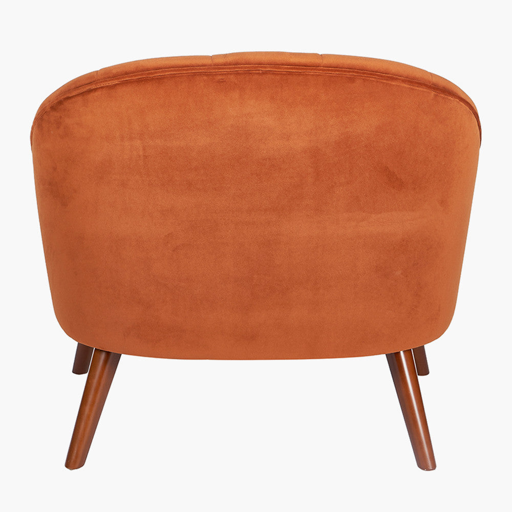 Portofino Tobacco Velvet and Dark Pine Wood Cocktail Chair