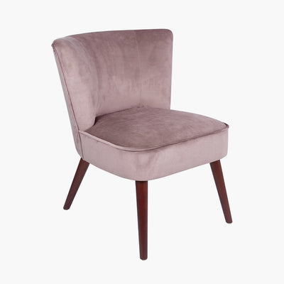 Positano Blush Pink Velvet Retro Cocktail Chair with Walnut Effect Legs