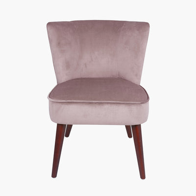 Positano Blush Pink Velvet Retro Cocktail Chair with Walnut Effect Legs