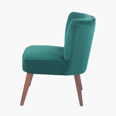 Positano Forest Green Velvet Retro Cocktail Chair with Walnut Effect Legs