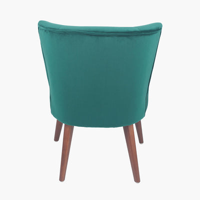 Positano Forest Green Velvet Retro Cocktail Chair with Walnut Effect Legs