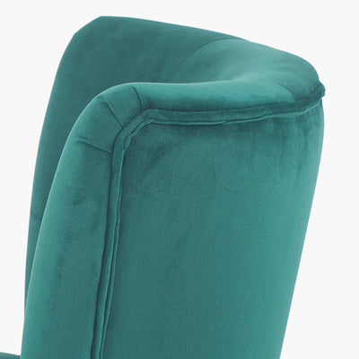 Positano Forest Green Velvet Retro Cocktail Chair with Walnut Effect Legs