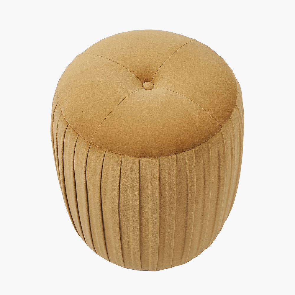 Bibbiana Gold Velvet Pleated Stool