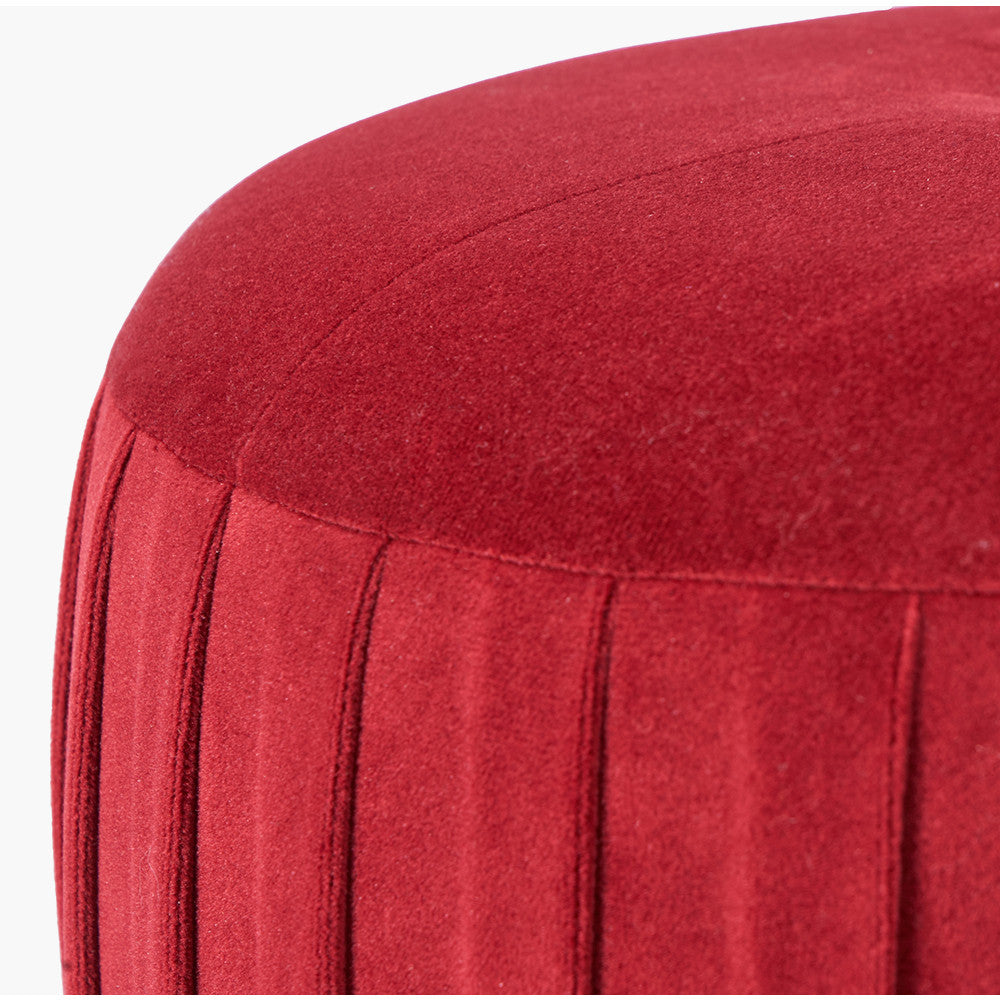 Bibbiana Red Velvet Pleated Stool