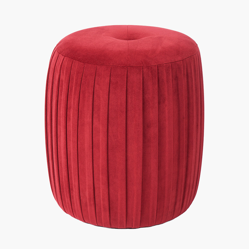 Bibbiana Red Velvet Pleated Stool