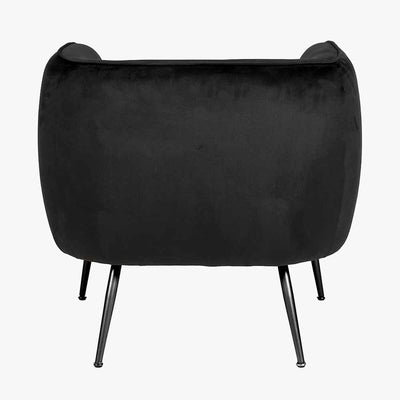 Lucca Black Velvet and Metal Armchair