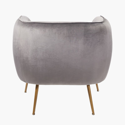 Lucca Dove Grey Velvet and Metal Armchair