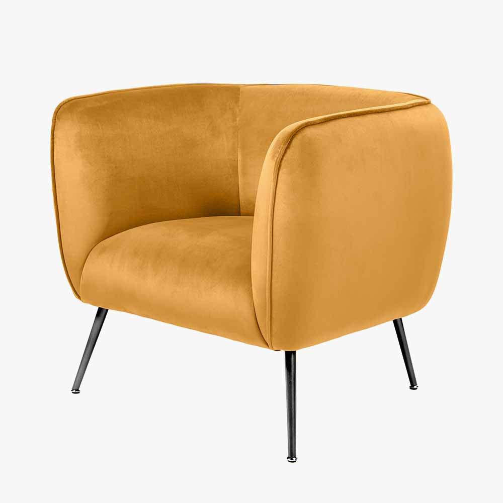 Lucca Gold Velvet and Metal Armchair