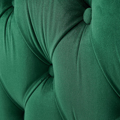 Seraphina Forest Green Velvet Buttoned Rectangular Ottoman