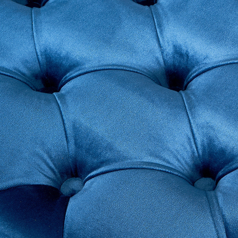 Seraphina Sapphire Blue Velvet Buttoned Rectangular Ottoman