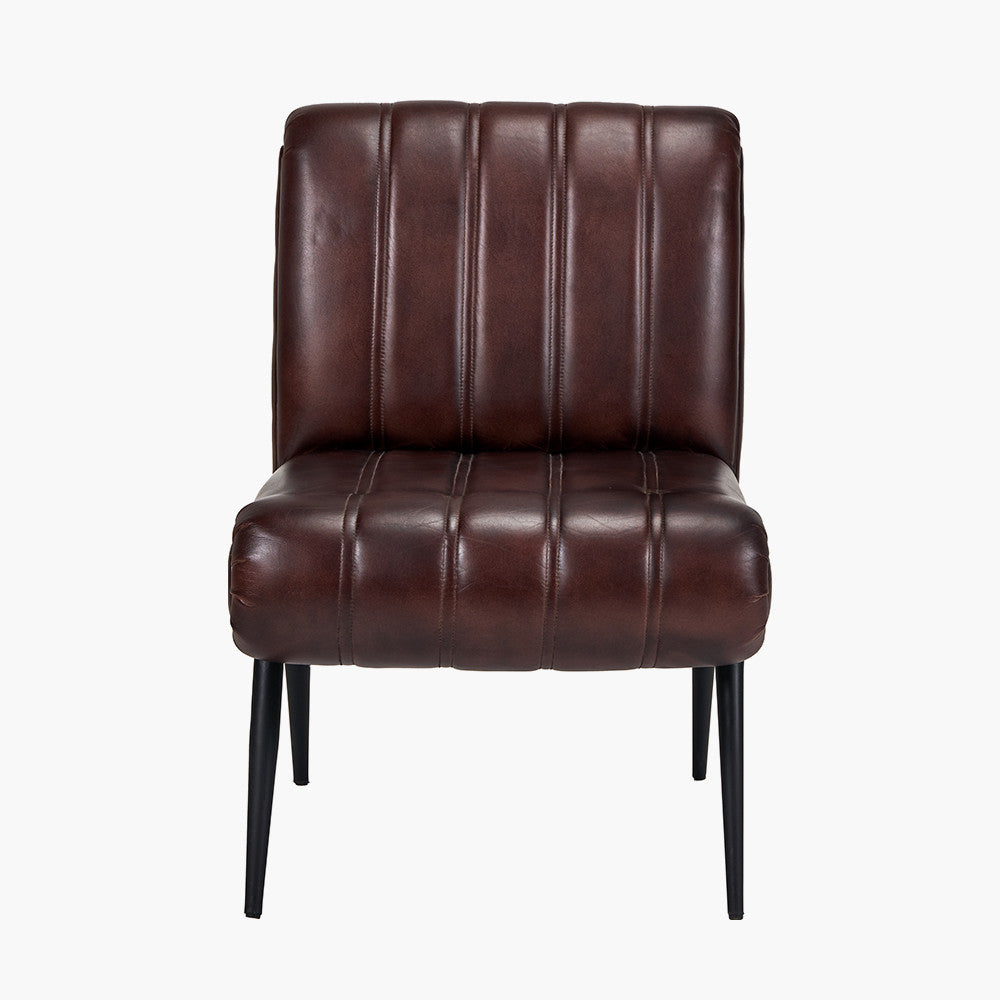 Tatiana Mahogany Leather and Black Metal Chair
