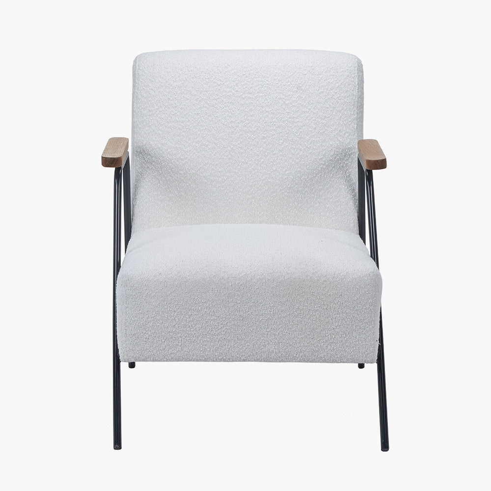 Matera Bouclé Fabric, Black Metal and Ash Wood Chair