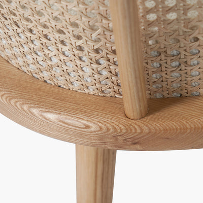 Genoa Bouclé Fabric, Natural Pine Wood and Rattan Chair