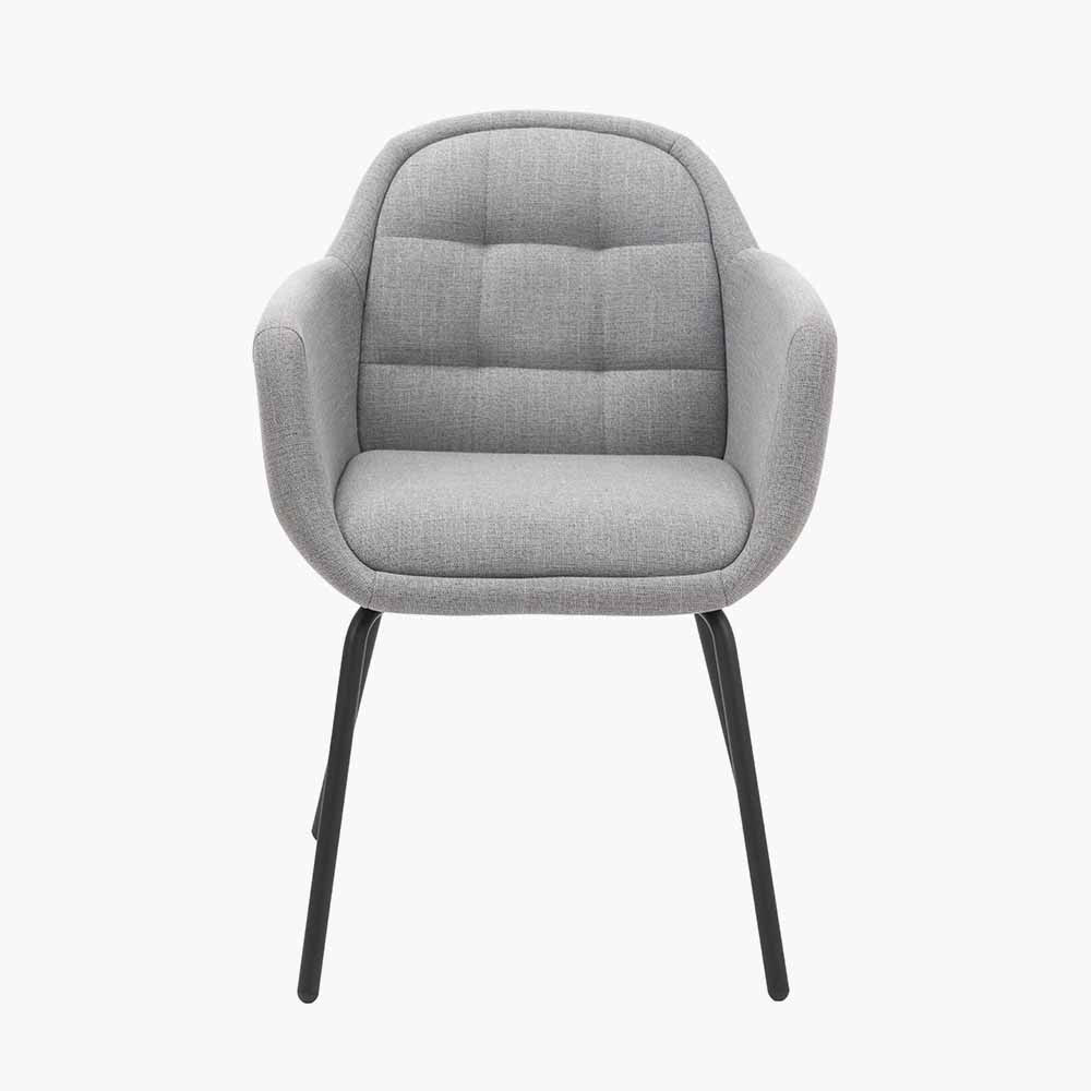 Alba Grey Linen Mix and Black Metal Carver Dining Chair