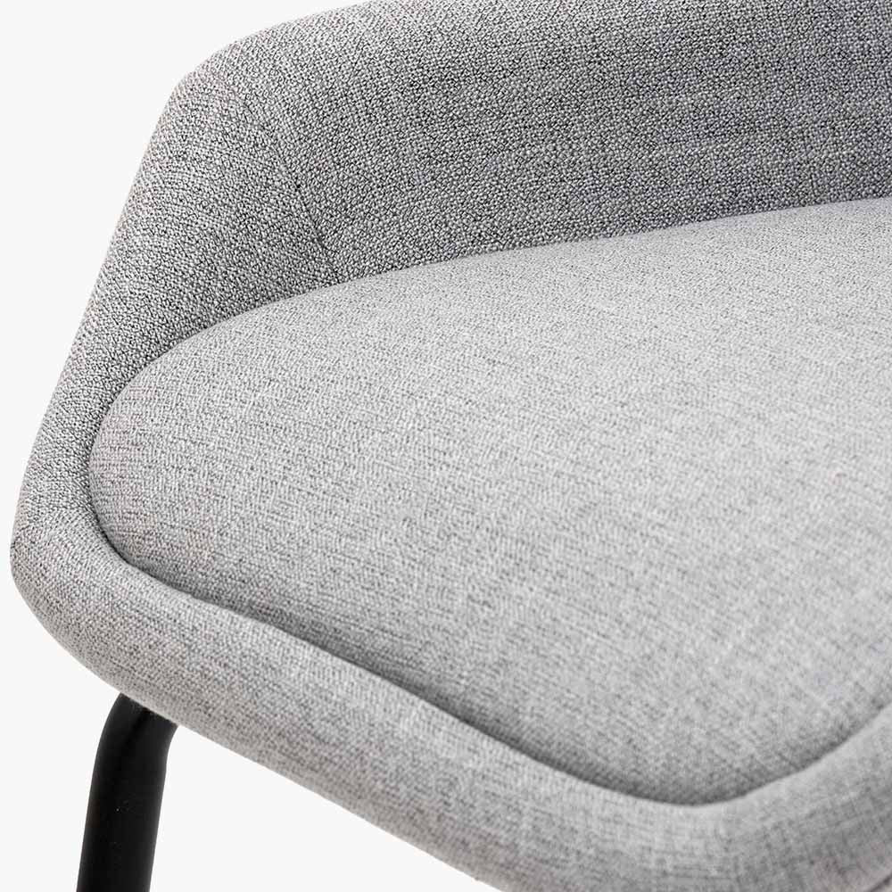 Alba Grey Linen Mix and Black Metal Dining Chair