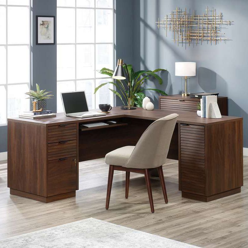 L-Shaped Desk Mahogany Louvre Style