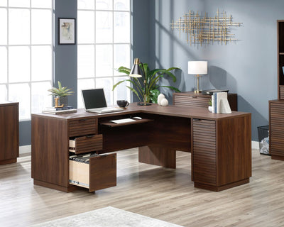 L-Shaped Desk Mahogany Louvre Style