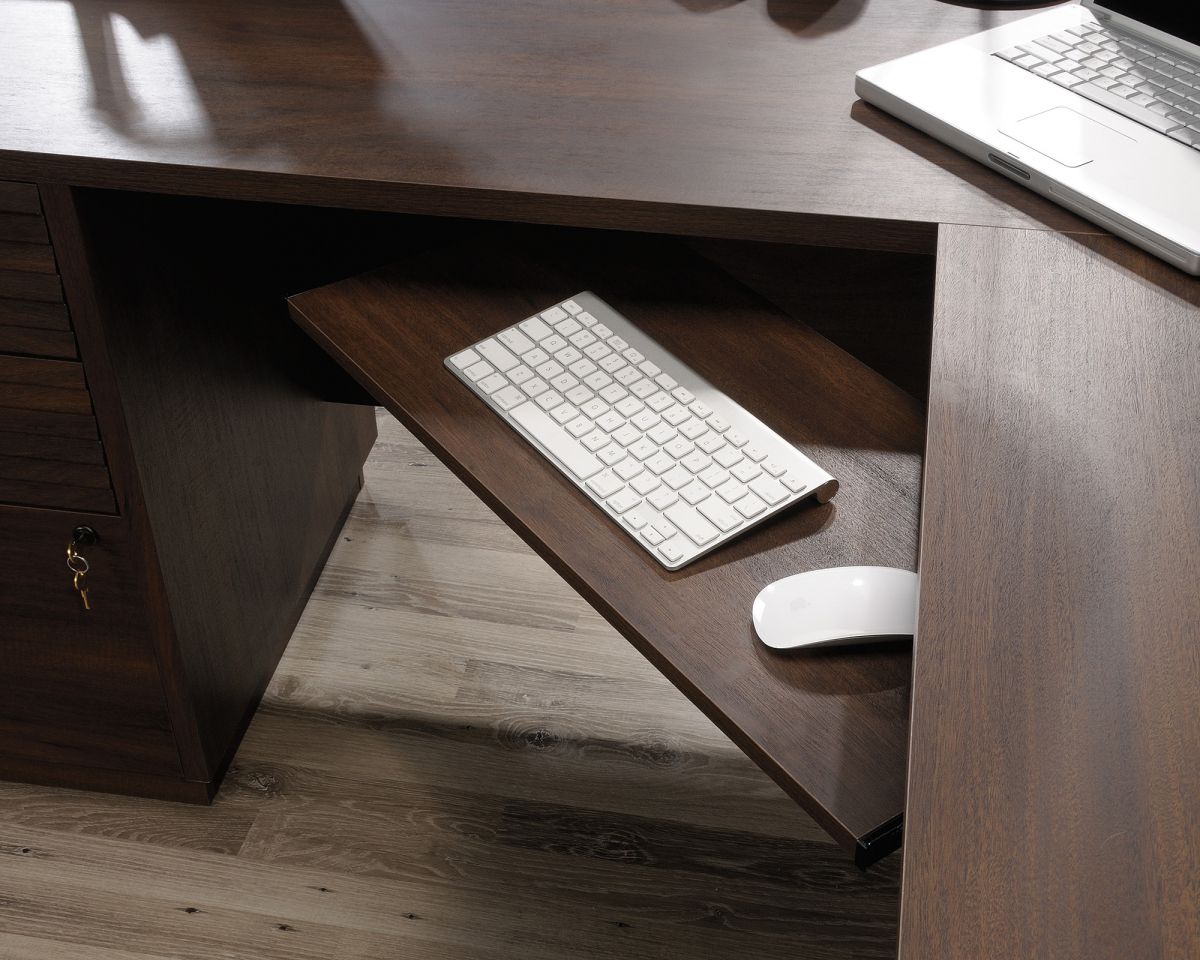 L-Shaped Desk Mahogany Louvre Style