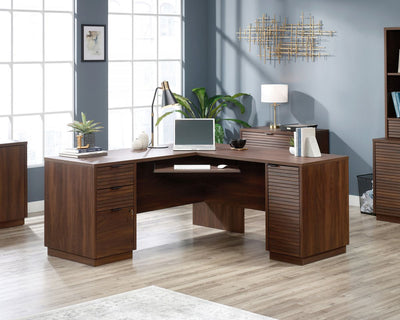 L-Shaped Desk Mahogany Louvre Style