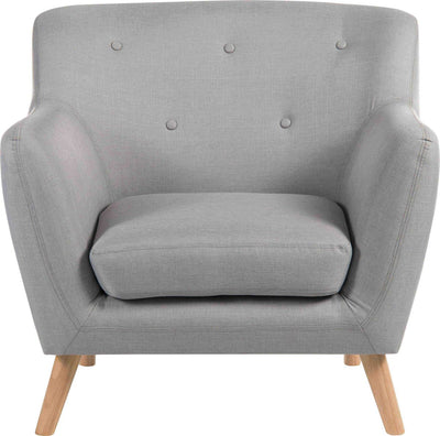 Skandi Armchair in Grey with Wooden Legs