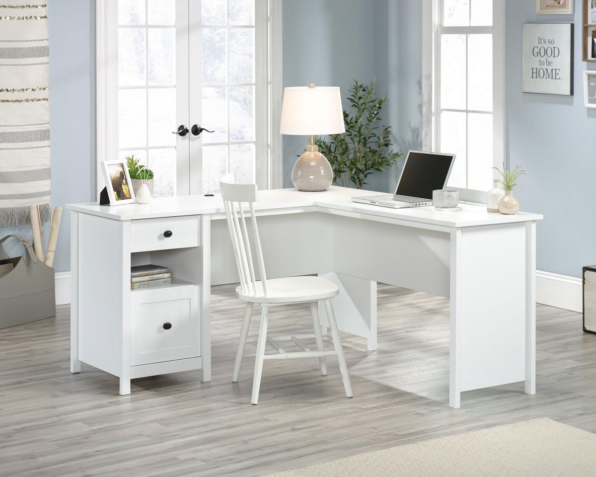 Home Study L-Shaped Desk White