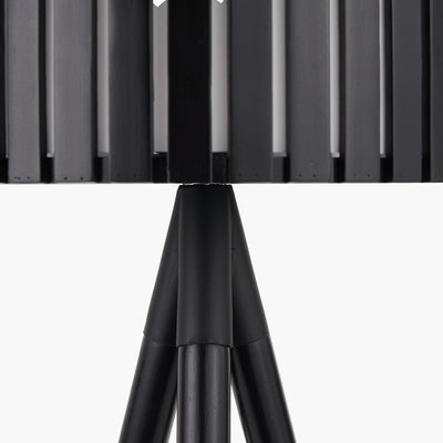 Rabanne Slatted Black Wood Tripod Table Lamp