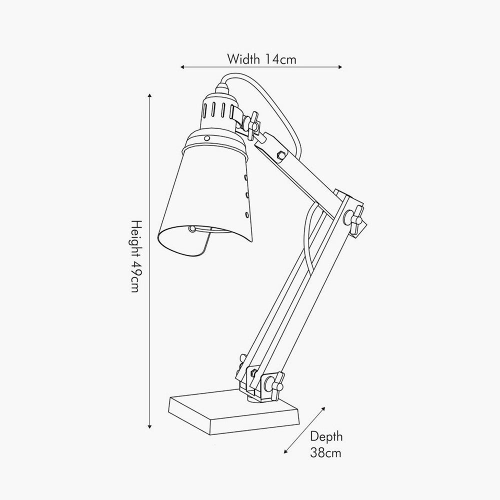 Lincoln Wood and Grey Metal Table Task Lamp