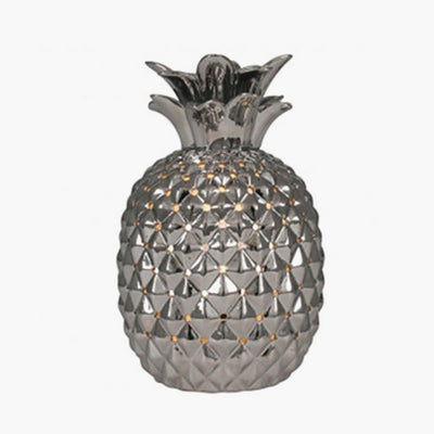 Pina Metallic Silver Ceramic Pineapple Table Lamp