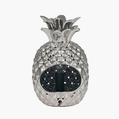 Pina Metallic Silver Ceramic Pineapple Table Lamp