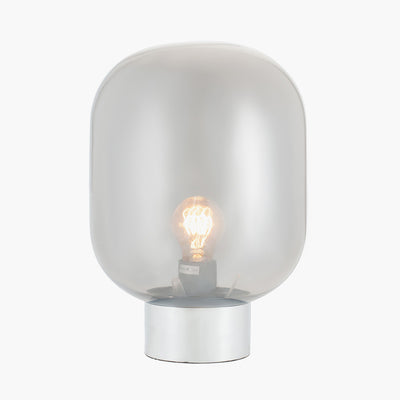 Caserta Smoke Glass Ball and Chrome Table Lamp