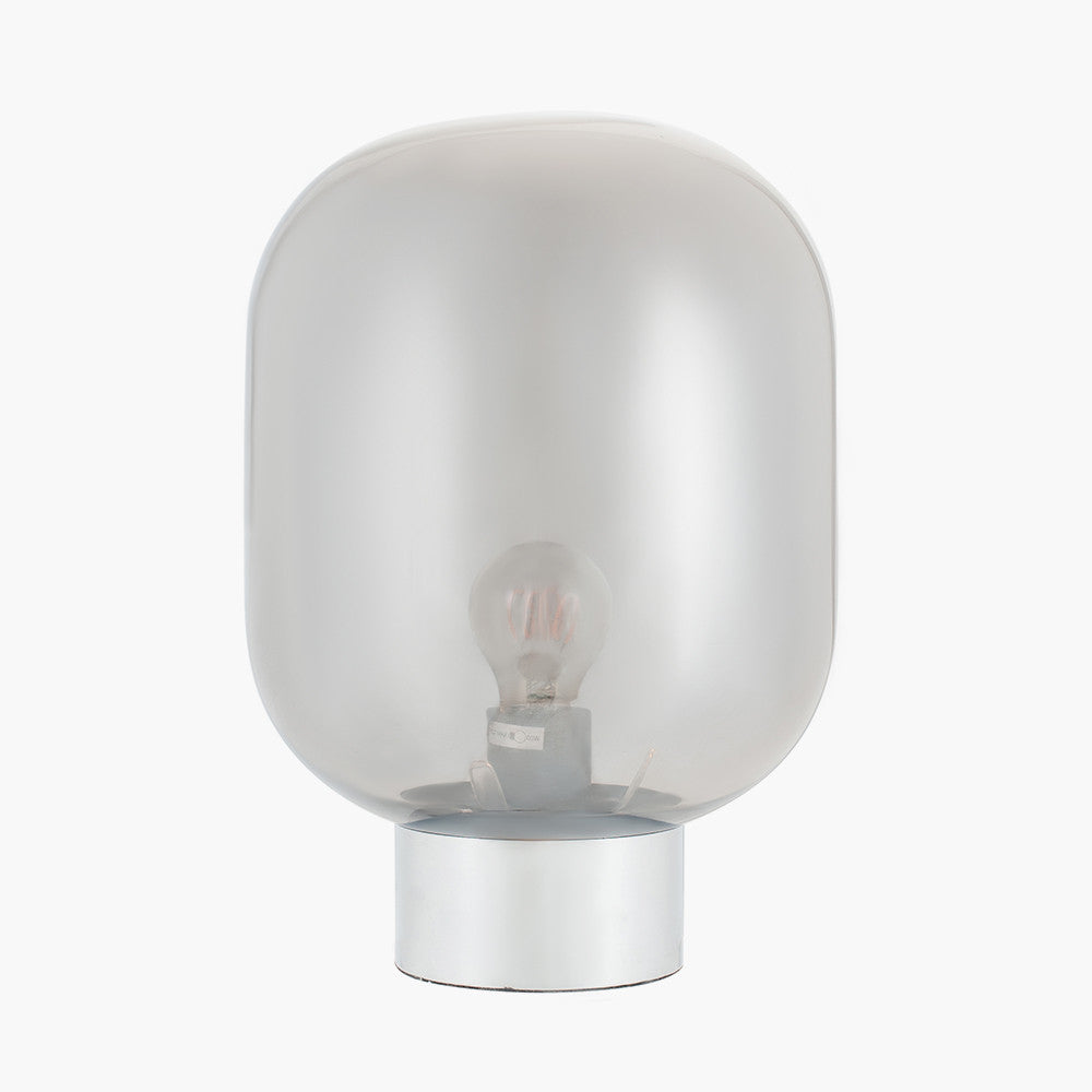 Caserta Smoke Glass Ball and Chrome Table Lamp