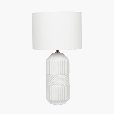 Meribel White Geo Textured Tall Ceramic Table Lamp