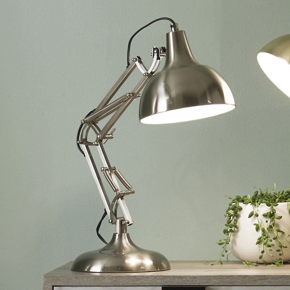 Alonzo Brushed Chrome Metal Angled Task Table Lamp