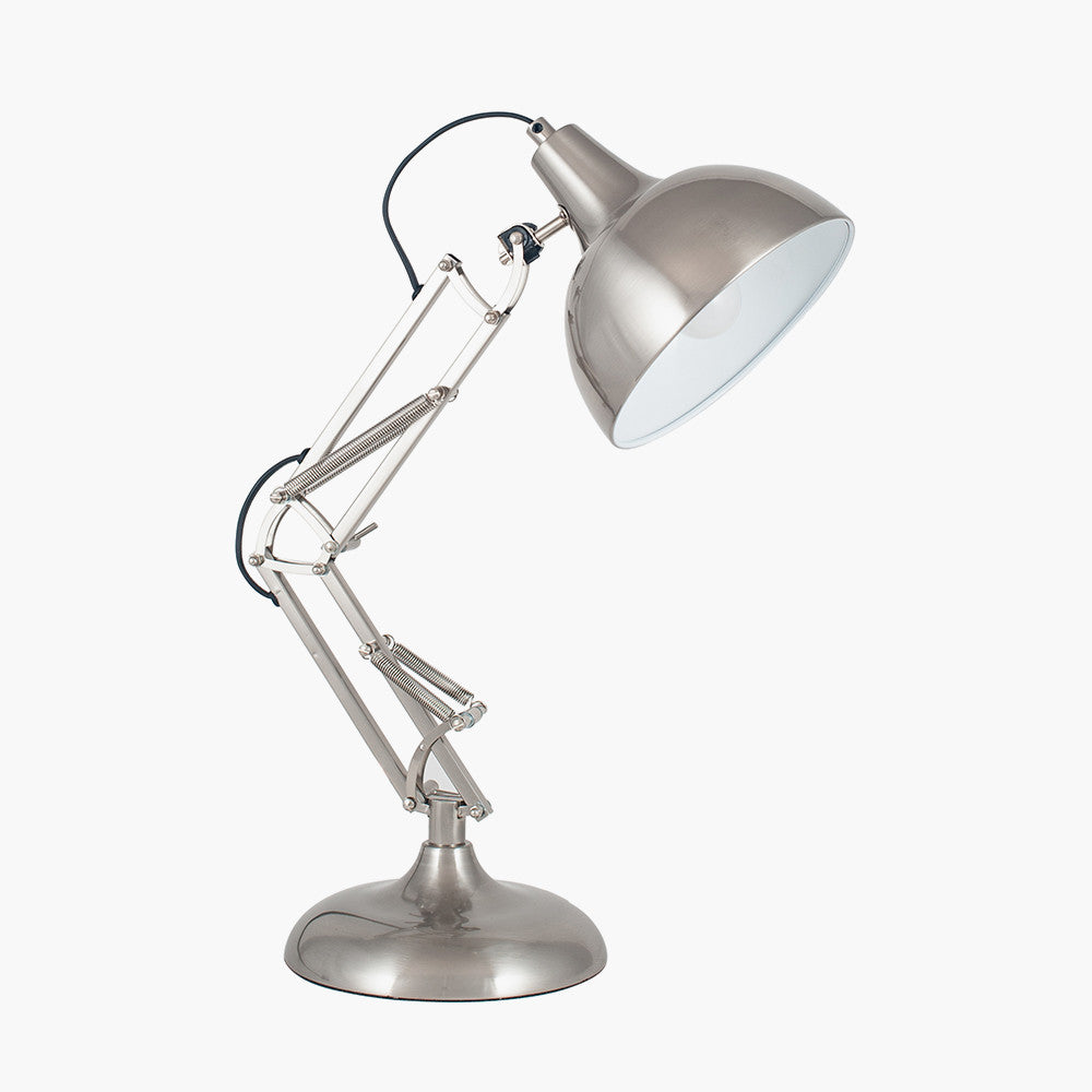Alonzo Brushed Chrome Metal Angled Task Table Lamp