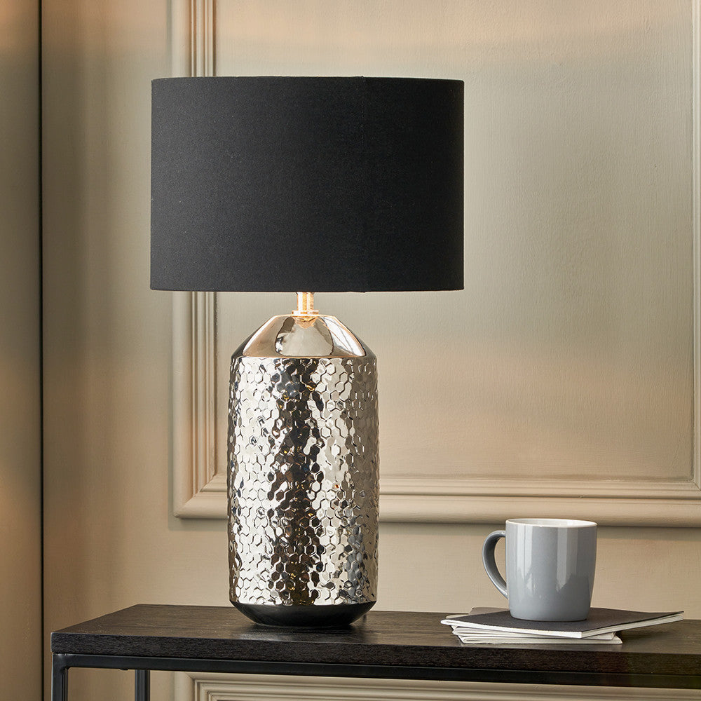 Vega Silver Textured Ceramic Table Lamp