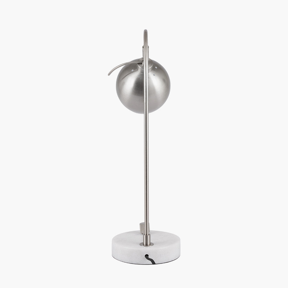 Feliciani Brushed Silver Metal and White Marble Task Lamp