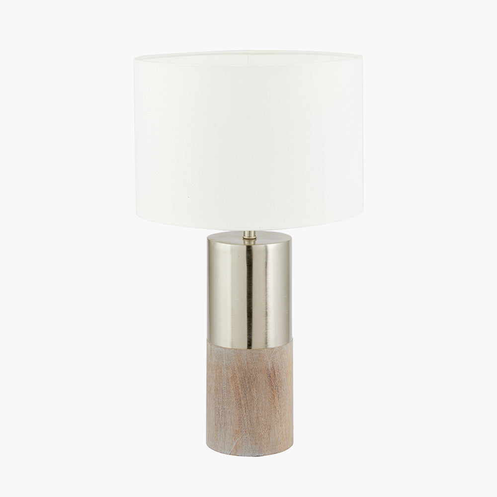 Etosha Grey Wood and Silver Metal Table Lamp