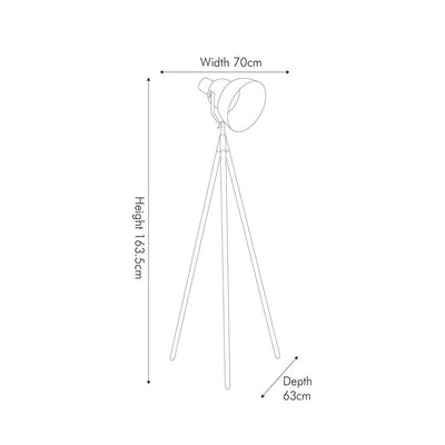 Larkin White Metal and Natural Wood Tripod Floor Film Light