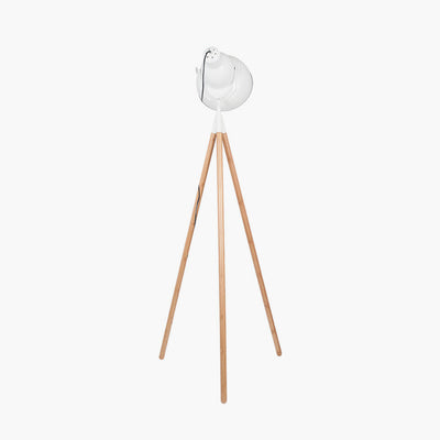 Larkin White Metal and Natural Wood Tripod Floor Film Light