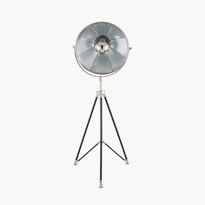 Elstree Black and Silver Metal Tripod Floor Lamp