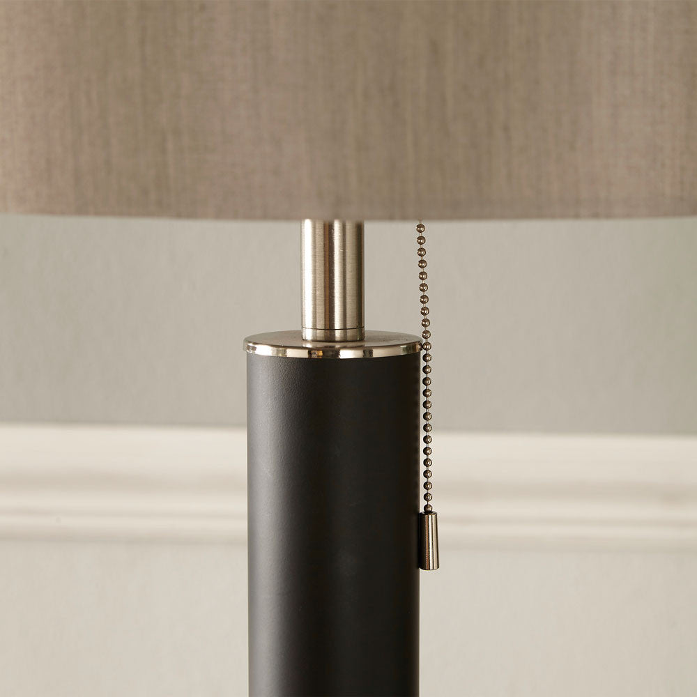 Lowry Brushed Silver and Matt Black Metal Floor Lamp