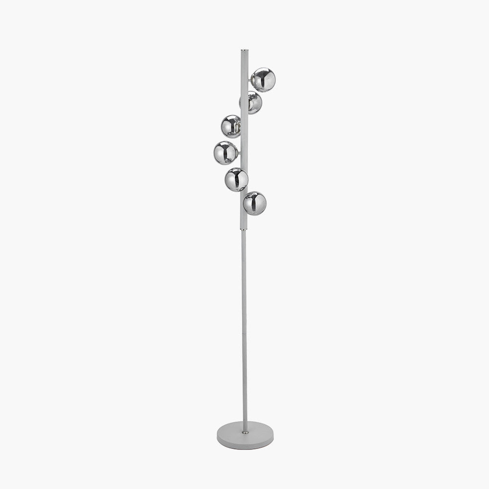 Blair Smoke Glass Ball and Grey Metal Floor Lamp