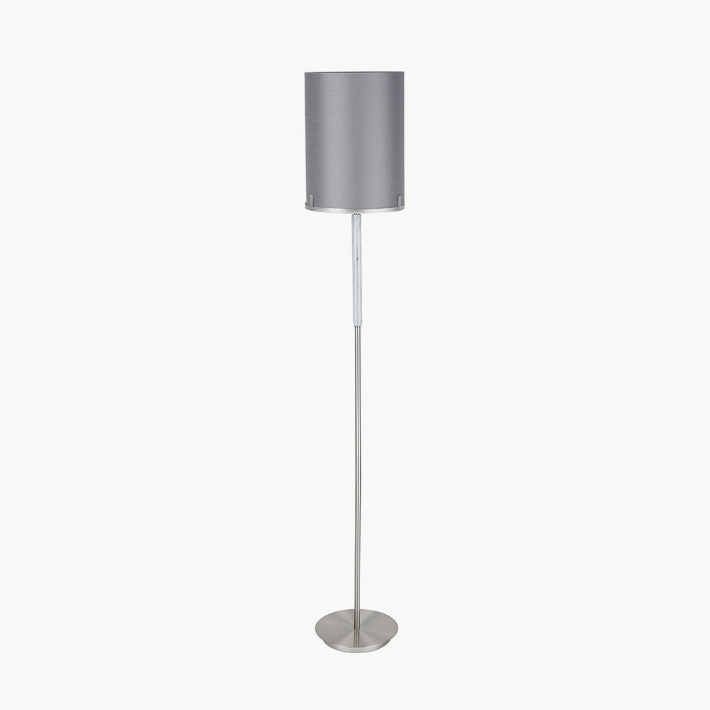 Midland Brushed Nickel and Grey Marble Effect Floor Lamp