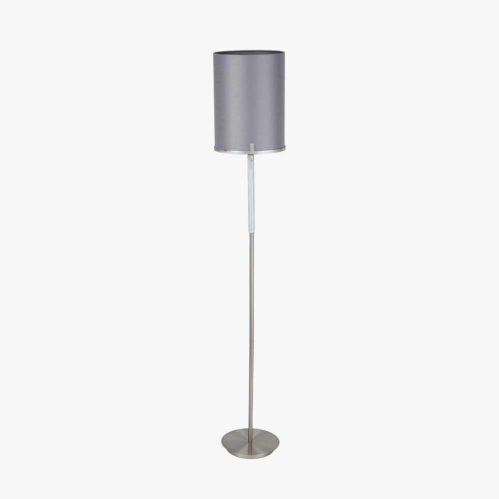 Midland Brushed Nickel and Grey Marble Effect Floor Lamp