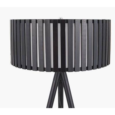 Rabanne Slatted Black Wood Tripod Floor Lamp