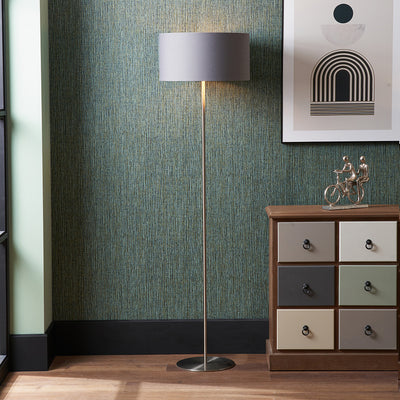 Elin Brushed Silver & Steel Grey Floor Lamp