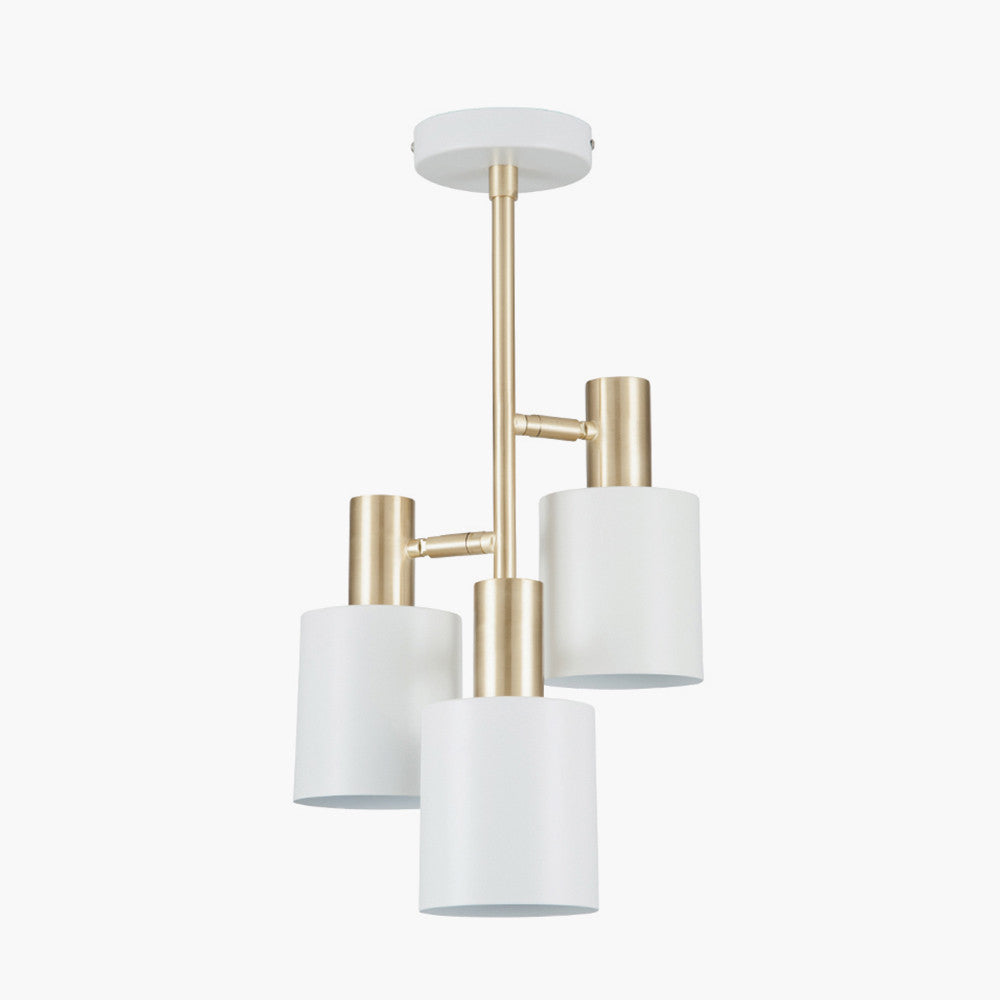 Biba White and Brass 3 Light Electrified Pendant