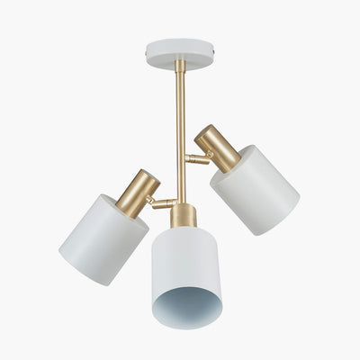 Biba White and Brass 3 Light Electrified Pendant