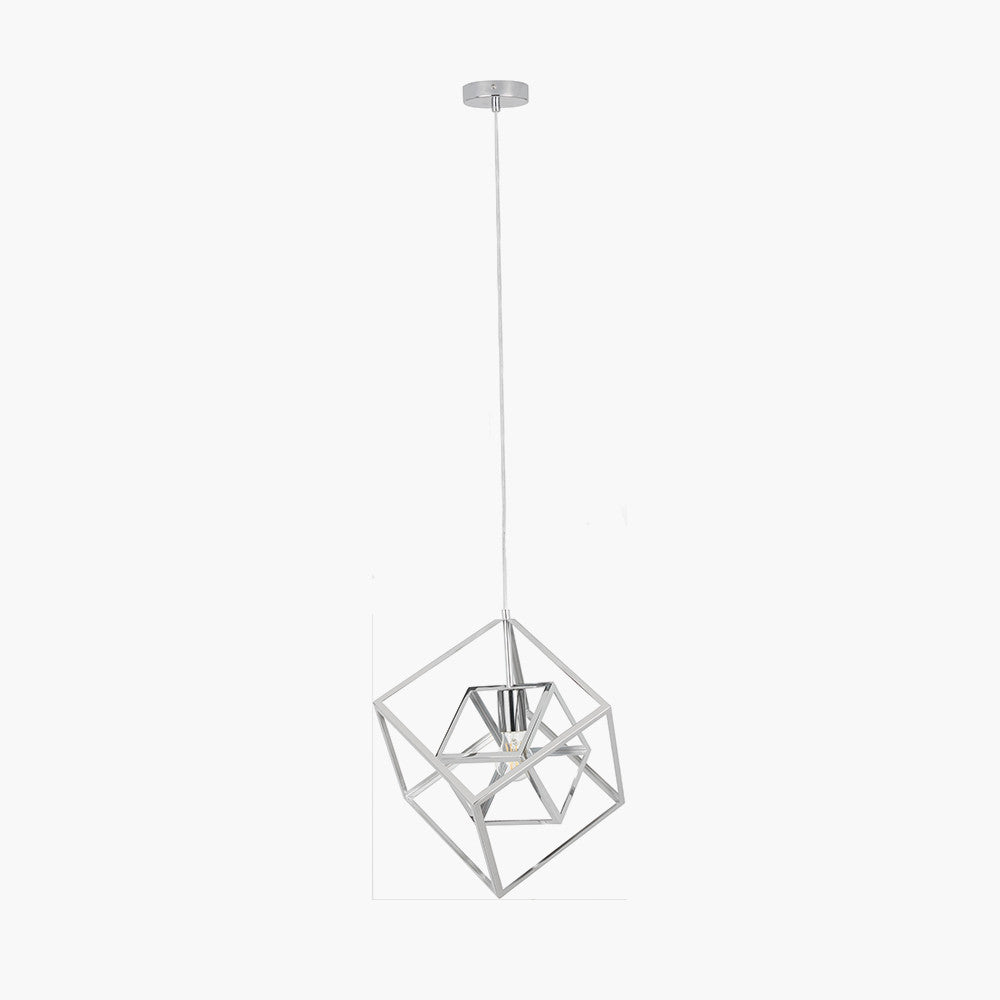 Alessio Shiny Nickel Metal Cube Pendant